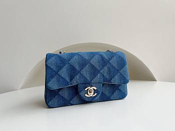 Chanel classic flap blue denim 20cm bag
