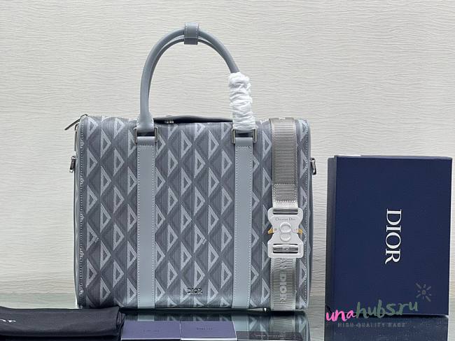 DIOR Lingot Briefcase gray CD diamond canvas bag  - 1