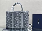 DIOR Lingot Briefcase gray CD diamond canvas bag  - 3