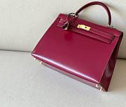 Hermes Kelly 32 Rouge H box calfskin leather bag - 5