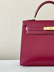 Hermes Kelly 32 Rouge H box calfskin leather bag - 3