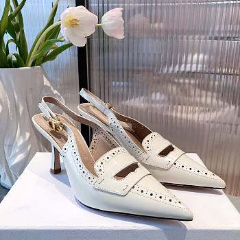 Dior pattern cut white heels