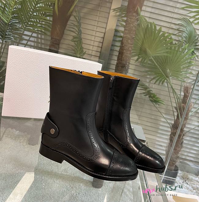 Dior Retro Pattern Cut Leather Boots 02 - 1