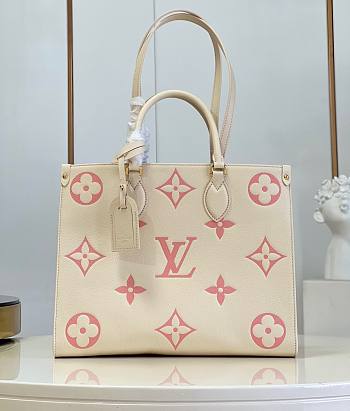 Louis Vuitton MM Onthego Pink Cream Leather 35cm