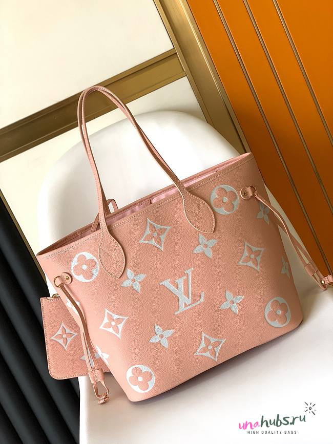 Louis Vuitton Neverfull bicolor cream pink monogram bag 35cm - 1