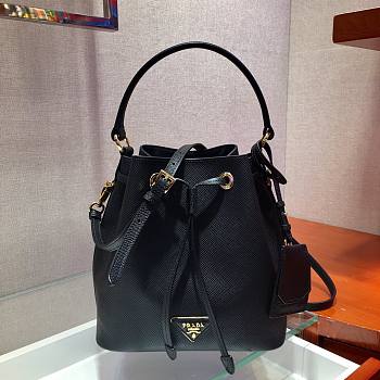 Prada Saffiano black leather bucket bag