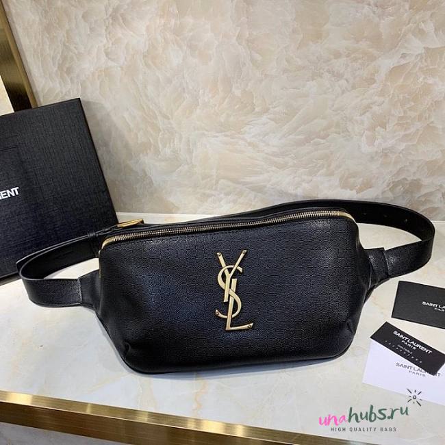 YSL Black Monogram Logo Fanny Pack/Belt Bag - 1