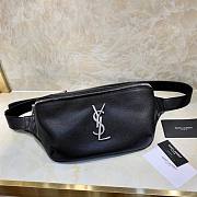 YSL Black Monogram Logo Fanny Pack/Belt Bag with silver hardware - 1