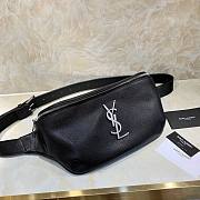 YSL Black Monogram Logo Fanny Pack/Belt Bag with silver hardware - 2