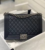  Chanel Le Boy Black Caviar Silver Hardware 28cm Bag - 1