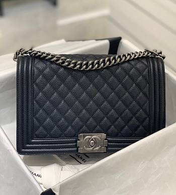  Chanel Le Boy Black Caviar Silver Hardware 28cm Bag