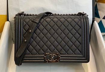 Chanel Le Boy Caviar Black Hardware 28cm Bag