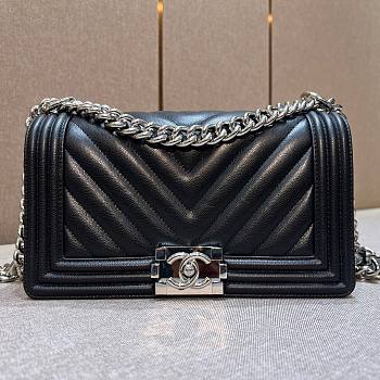 Chanel Medium Chevron Black Caviar Boy Bag