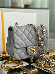 Chanel 17cm Classic Flap Bag Grey Lampskin Leather gold hardware - 1