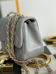 Chanel 17cm Classic Flap Bag Grey Lampskin Leather gold hardware - 2