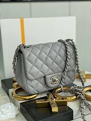 Chanel 17cm Classic Flap Bag Grey Lampskin Leather silver hardware - 1