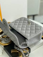 Chanel 17cm Classic Flap Bag Grey Lampskin Leather silver hardware - 4