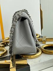 Chanel 17cm Classic Flap Bag Grey Lampskin Leather silver hardware - 2