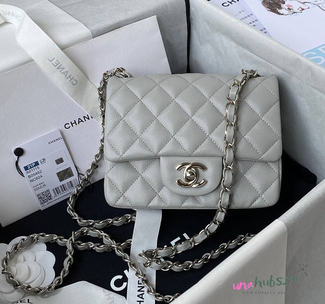 Chanel 17cm Classic Flap Bag Grey Caviar Leather silver hardware USD 290.00  - 1