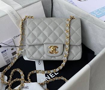 Chanel 17cm Classic Flap Bag Grey Caviar Leather gold hardware