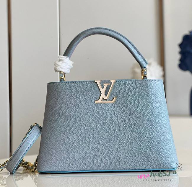 Louis Vuitton Capucines MM Taurillon Blue Leather Bag - 1