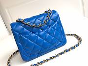 Chanel 17cm Classic Flap Bag Blue Lampskin Leather (gold/ silver) - 5