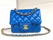 Chanel 17cm Classic Flap Bag Blue Lampskin Leather (gold/ silver) - 4