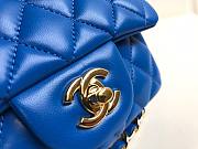 Chanel 17cm Classic Flap Bag Blue Lampskin Leather (gold/ silver) - 3