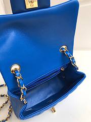 Chanel 17cm Classic Flap Bag Blue Lampskin Leather (gold/ silver) - 2