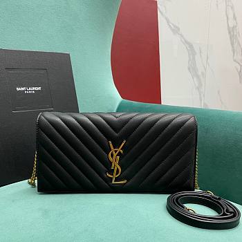 YSL becky black lampskin leather chain bag