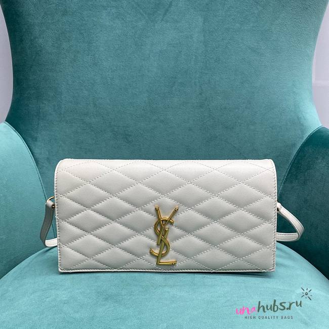 YSL becky quilted white lampskin leather chain bag - 1