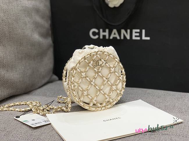 Chanel Round Mini Small Chain White Crossbody Bag - 1