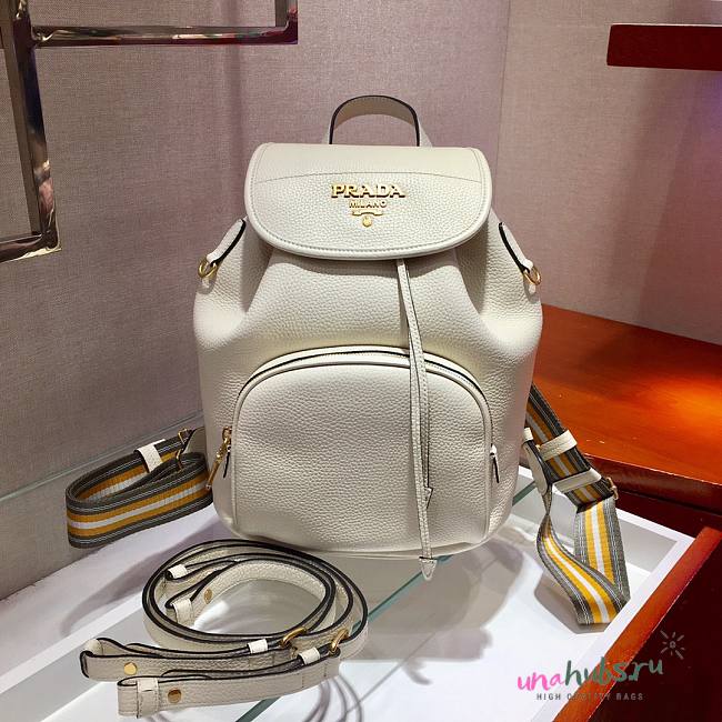 Prada Daino white leather backpack - 1