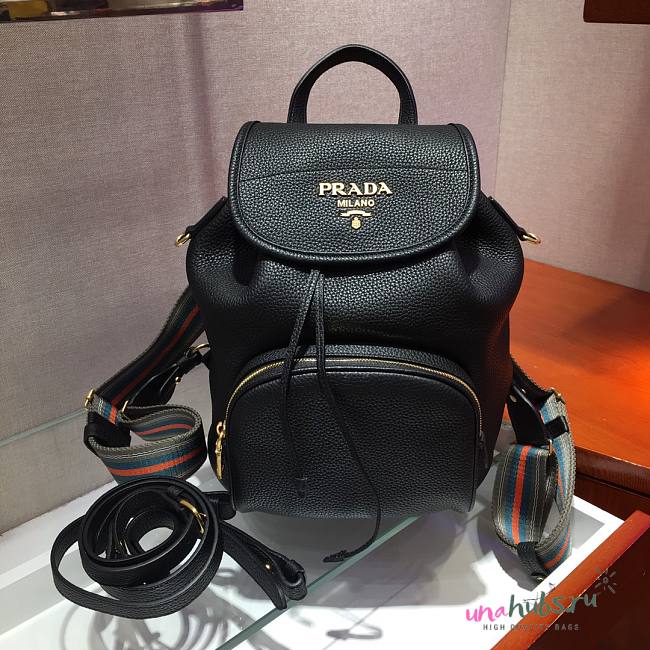 Prada Daino black leather backpack - 1