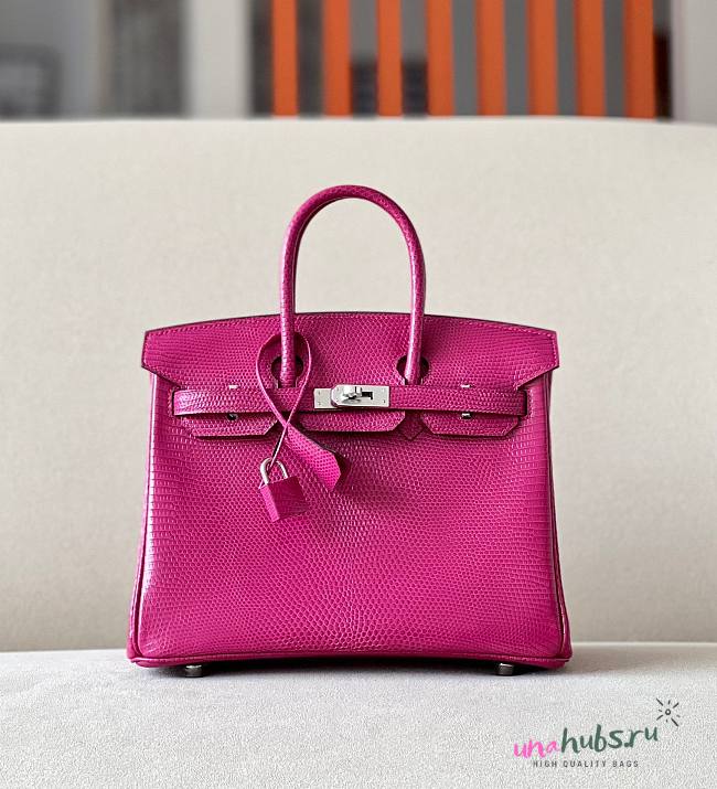 Hermes Lizard Birkin Fuchsia Pink 25cm Bag  - 1