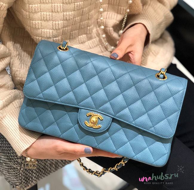 Chanel CF classic blue caviar leather 25cm bag  - 1