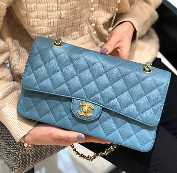 Chanel CF classic blue caviar leather 25cm bag 