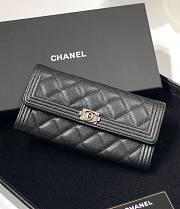 Chanel boy caviar black leather long wallet - 5