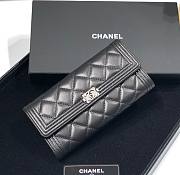 Chanel boy lampskin black leather long wallet  - 1