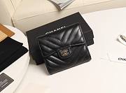 Chanel black chevron lambskin gold wallet - 1