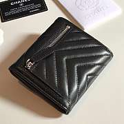 Chanel black chevron lambskin silver wallet - 5