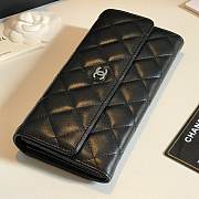 Chanel black lambskin silver hardware wallet  - 3