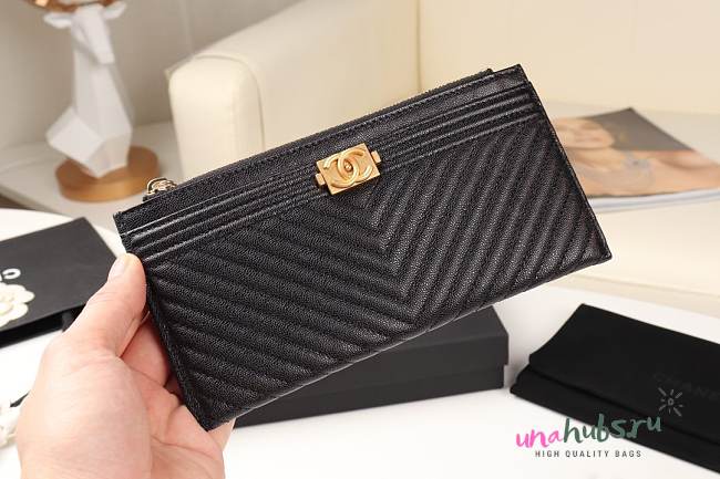 Chanel black quilted zipper wallet - 1