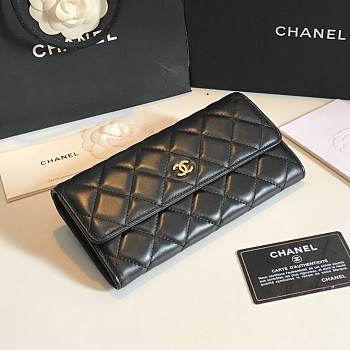 Chanel black lambskin gold hardware wallet