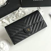 Chanel black chevron caviar gold hardware wallet  - 1