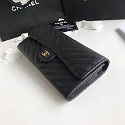 Chanel black chevron caviar gold hardware wallet  - 2