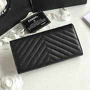 Chanel black chevron caviar gold hardware wallet  - 4