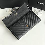 Chanel black chevron caviar gold hardware wallet  - 6