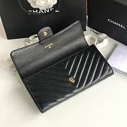 Chanel black chevron lambskin gold hardware wallet - 2