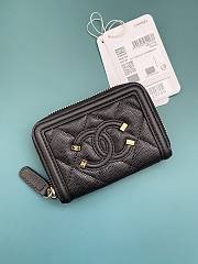 Chanel CC caviar gold hardware filigree wallet - 1